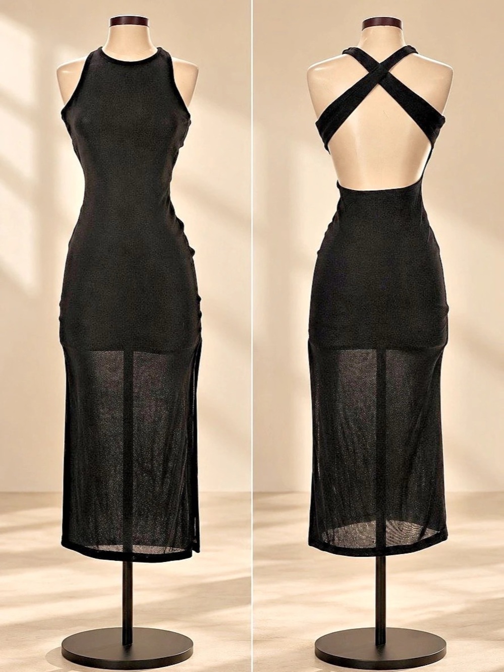 Princess Polly Black Open Back midi Dress New with tags